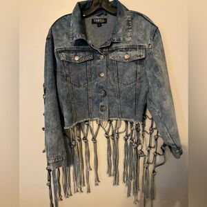 Thrill Jeans Fringe Denim Jacket | Size Medium | Statement Piece
